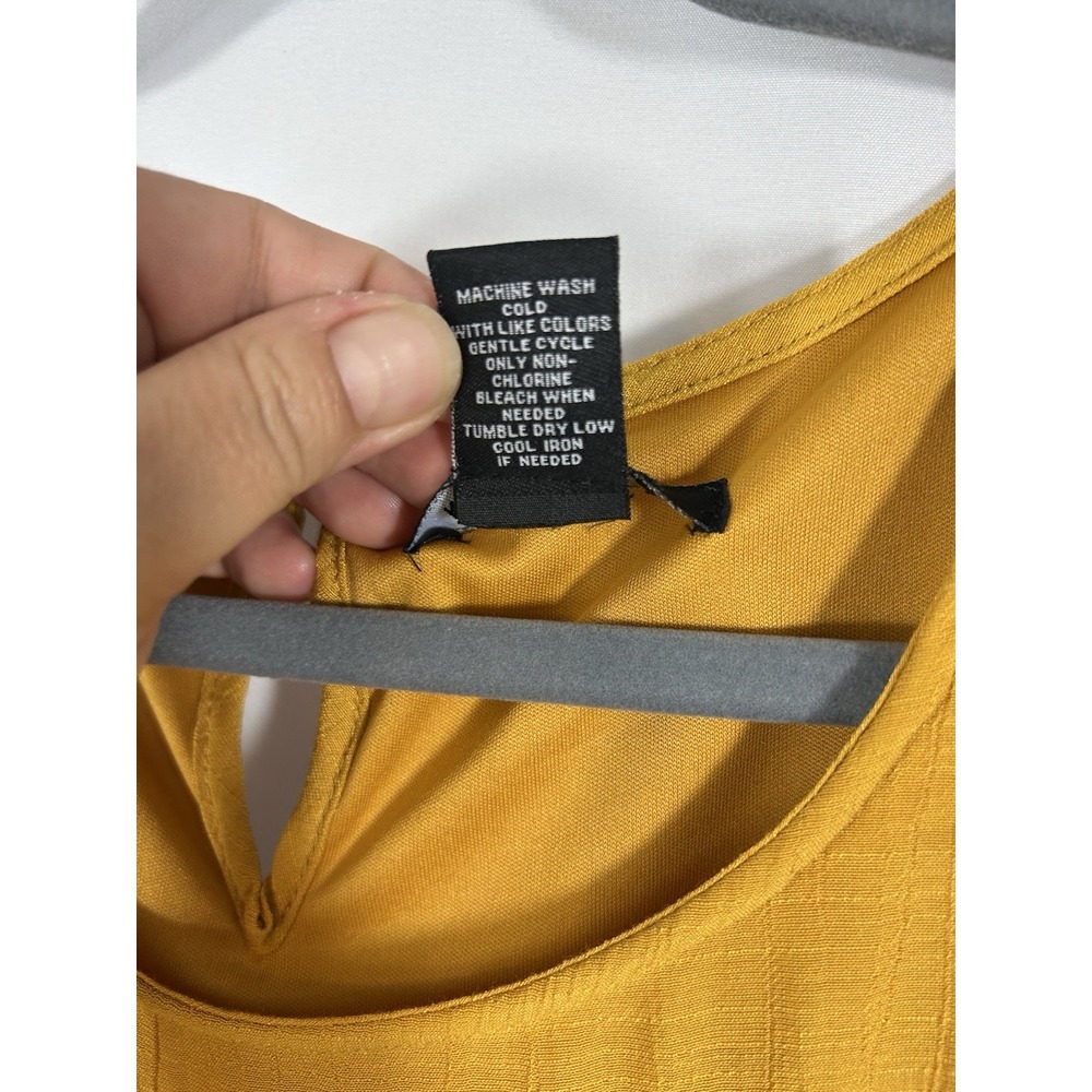 Robert Louis‎ Plus 3XL Mustard Shift Dress Boho Minimalist Textured Lagenlook - Picture 4 of 7